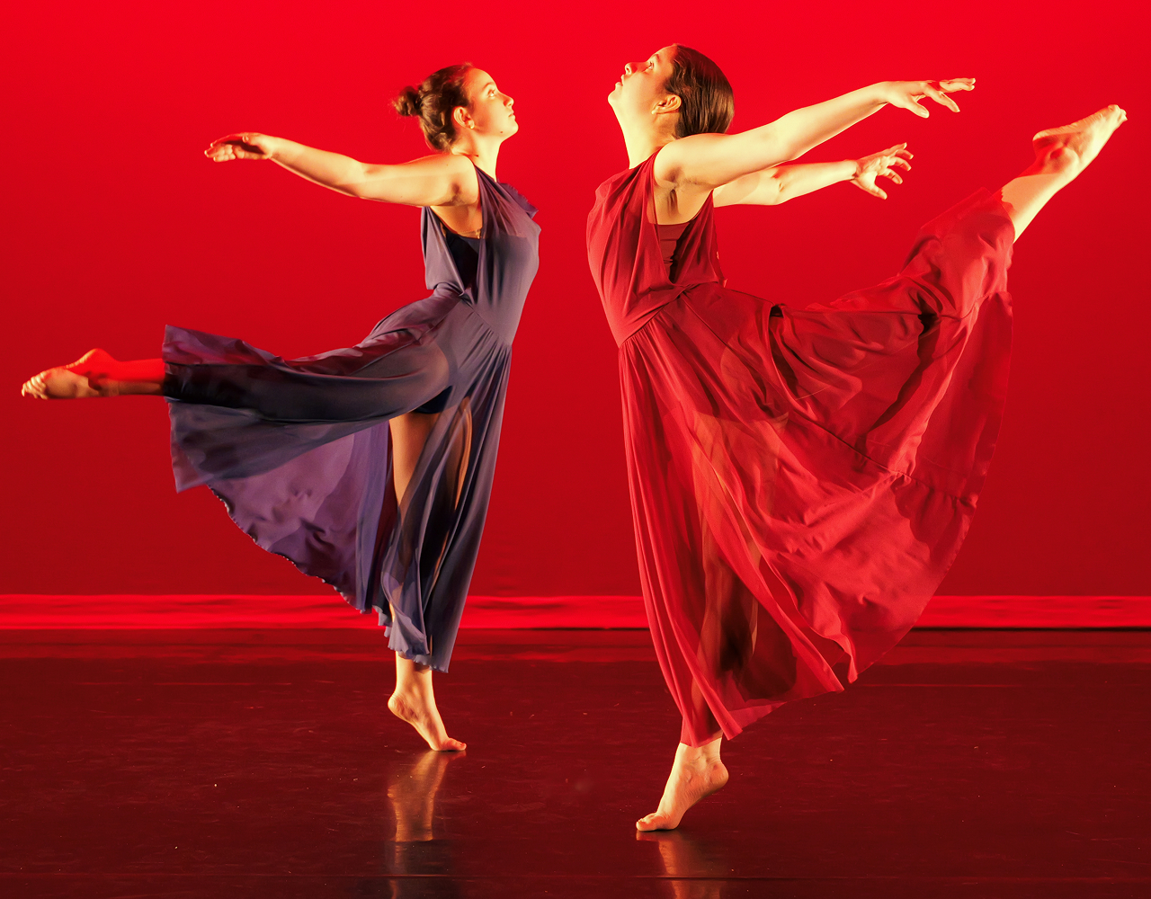 Two High School Dance students performing