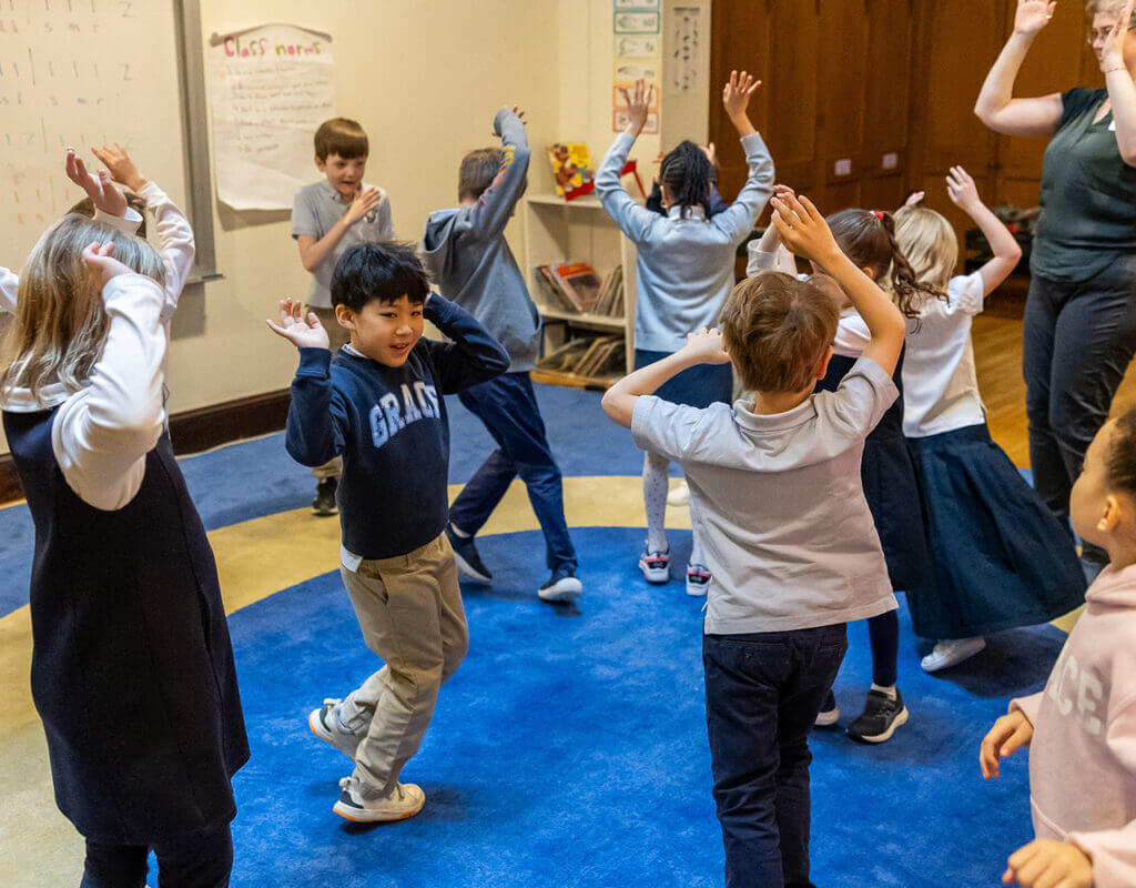 Grace lower school students dancing in class